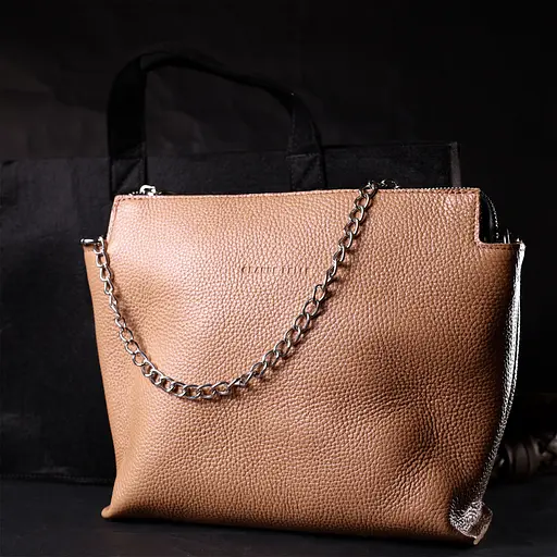 Кожаная женская сумка Grande Pelle 26х22х13 см sum0023605 - фото 10