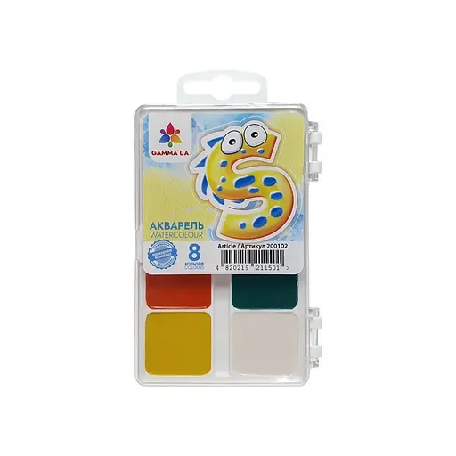 Дитяча медова акварель ГАММА'UA 200102P 8 кольорів - фото 1