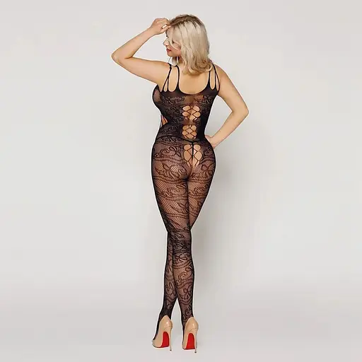 Ажурний бодістокінг з вирізами JSY Клео Black One Size - фото 2