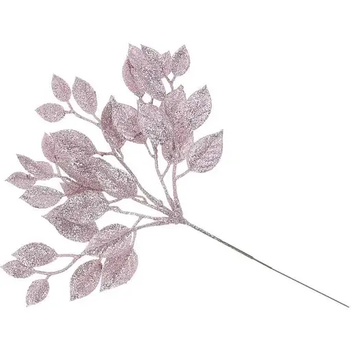 Флористическая ветка для декора 29 см Искусственные материалы для декора и флористики со светло розовым глитером - фото 1