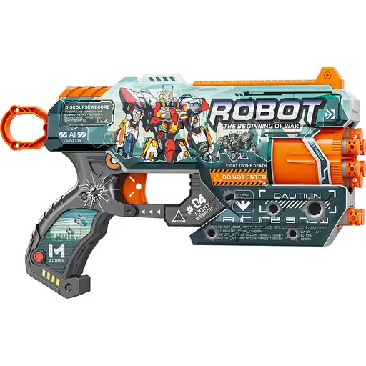 Игрушечный детский пистолет мех. с барабаном и мягким. патронами (12 шт.) (Робот Войны) (28 х 17,4см) - фото 1