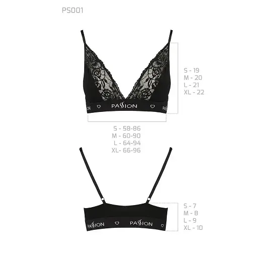Эластичный топ с кружевом Passion TOP black L - фото 7