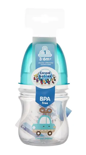 Бутылка с широким отверстием антиколиковая "Easystart" Цветные зверьки 120 мл Голубая - фото 2