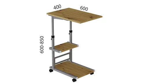 Стіл приставний Ferrum-decor Адан 62x40x60 метал Сірий ДСП Дуб Артізан 16мм (FRD-102503) - фото 4