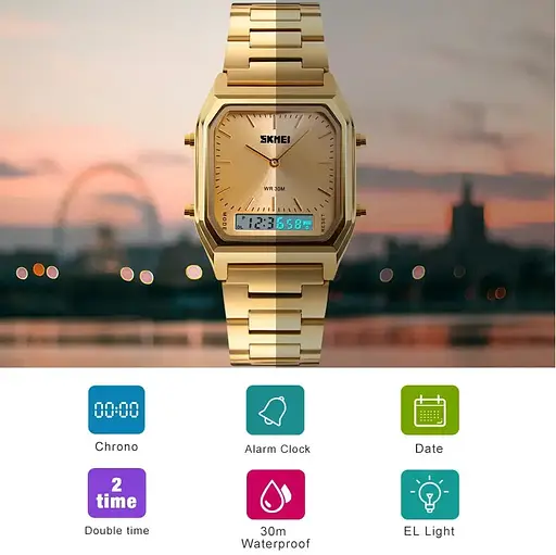 Наручний чоловічий годинник Skmei 1220 Tango Золоті - фото 5