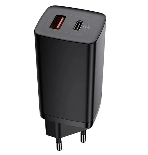 Мережевий зарядний пристрій Baseus GaN Lite 65 W 1 USB + Type-C (CCGAN2L-B01) чорний - фото 1