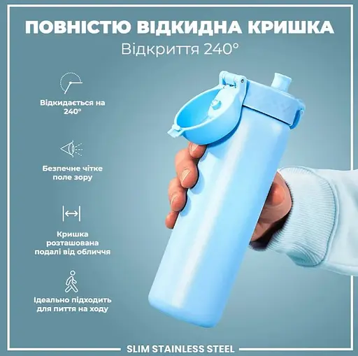 Пляшка для води ION8 металева 600 мл Stainless Steel Alaskan Blue (I8SS600ABLU2) - фото 3