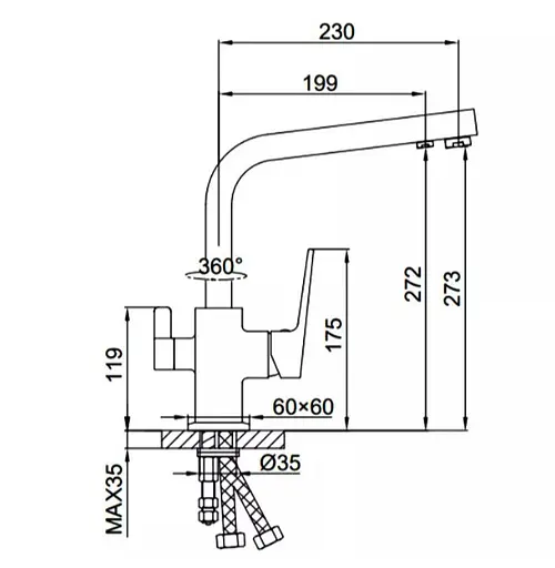 Змішувач для кухні FaoP із підключенням до фільтру A4309 - фото 6