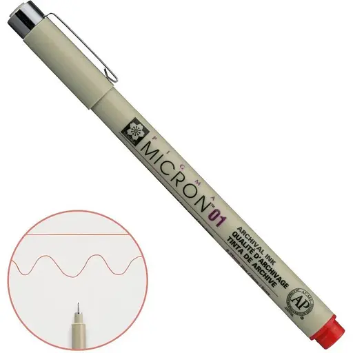 Линер Pigma Micron (0.1) 0.25 мм Красный Sakura - фото 1