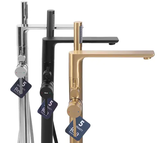 Смеситель для ванны Rea Flores brushed gold напольный REA-B2713 Золотой - фото 4