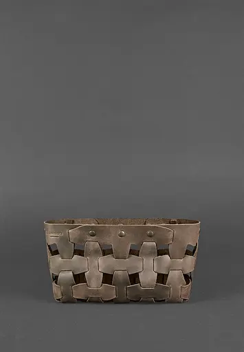 Шкіряна плетена жіноча сумка Пазл S темно-коричнева Crazy Horse - фото 3