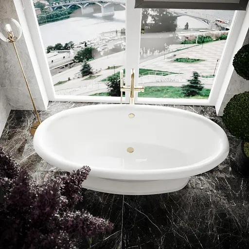 Ванна отдельностоящая матовая Amdcon Olmpa 180x90 на пьедестале из литого камня OLMPA_180_pad_MAT Белый матовый - фото 2