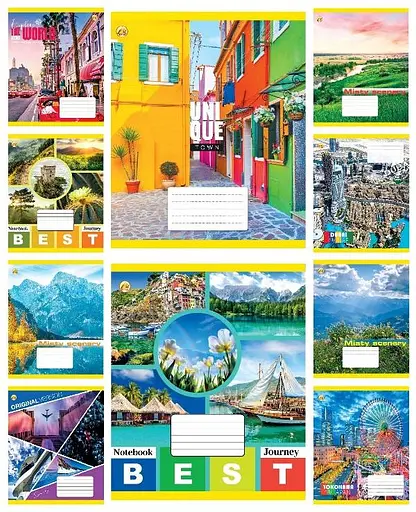 Зошити учнівські 24 аркуша клітинка Тверда ТЕ41302 Мікс ПМК, 20 шт. в упаковці