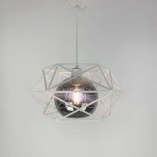 Люстра в білому корпусі з плафоном янтар або графіт Line.F Колір плафона Графітовий - фото 3