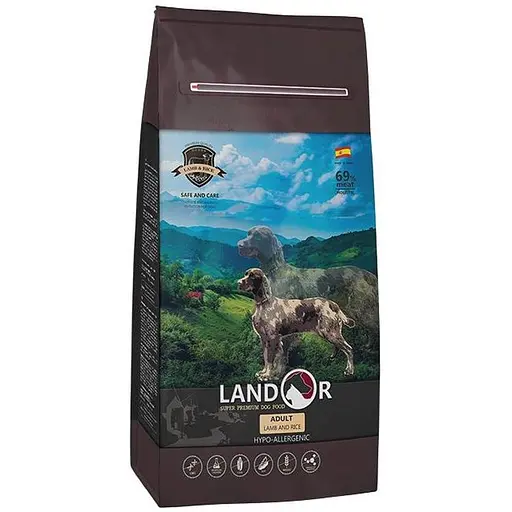 Сухий корм для собак усіх порід Landor, ягня з рисом, 15 кг - фото 1