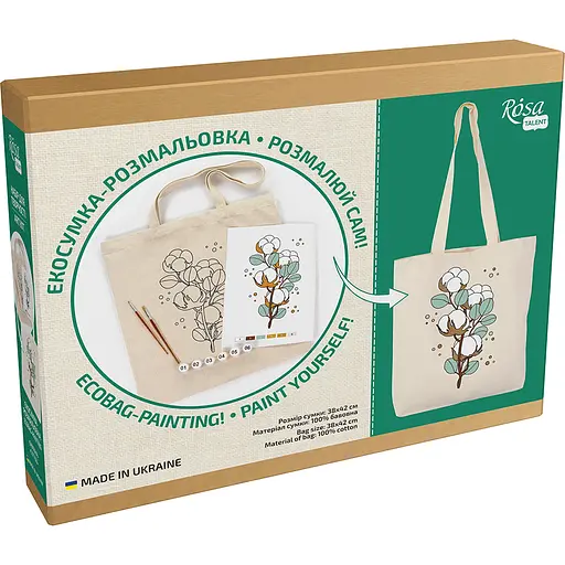 Набор экосумка-раскраска «Хлопок» хлопок 220 г/м2 38х42см ROSA Talent [CD] - фото 4