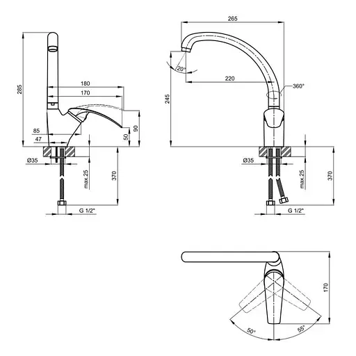 Змішувач для кухні Lidz (CRM) Mars 81 007-3 Хром - фото 2