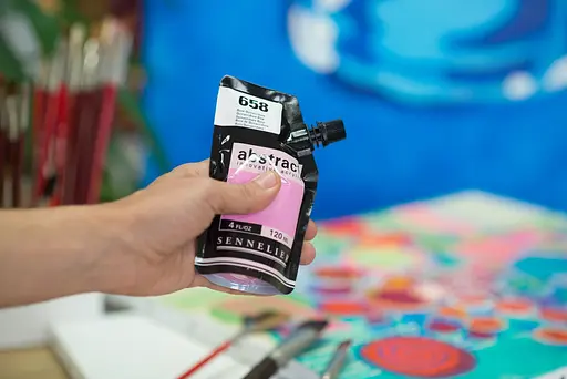 Акриловая краска Sennelier Abstract, 120 мл, Хинакридоновый розовый (Quinacridone Pink) - фото 4