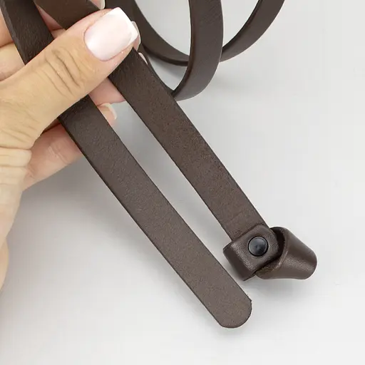 Ремінь-вузол шкіряний темно-коричневий жіночий HC-1502 (115-120 см) - фото 5