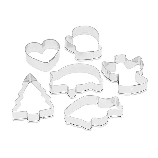 Набір металевих форм для вирізання висічки вирубки печива 6 шт. (янголятко, ялинка, рибка, сердечко), Master Class Сірий 86828 - фото 6