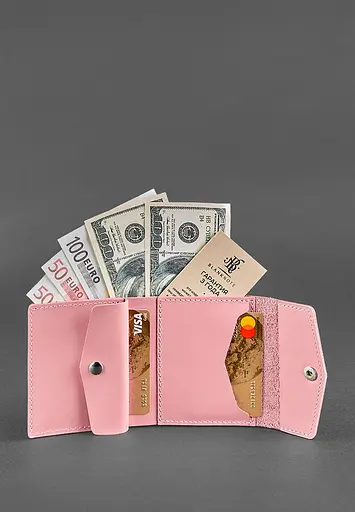 Женский кожаный кошелек 2.1 Розовый - фото 3