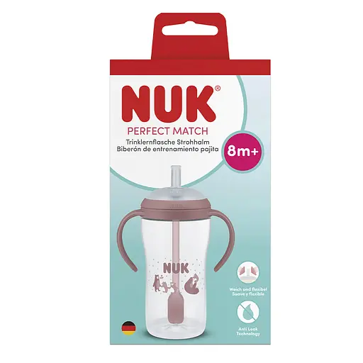 Поїльник з ручкою Nuk Perfect Match Learner Straw Cup з трубочкою 260 мл ведмідь (3954240) - фото 3