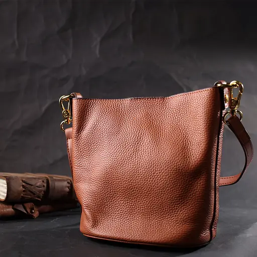 Женская сумка Vintage с отдельной косметичкой внутри из натуральной кожи 22х18х12 см sum0029032 - фото 9