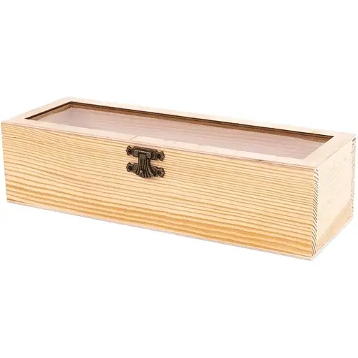 Скринька дерев'яна Rosa Talent з замком та прозорим верхом 30х10х8 см