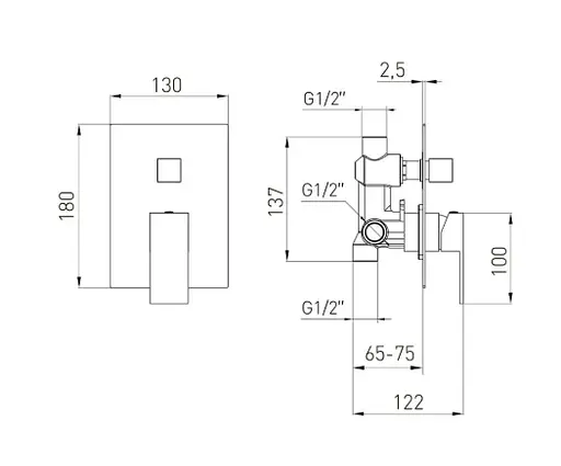 Душова система прихованного монтажу Volle Sistema R cepillado oro 1585.090121 - фото 4