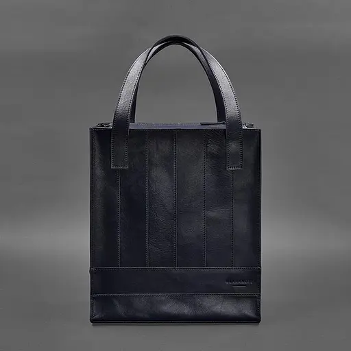 Шкіряна жіноча сумка шоппер Бетсі темно-синій краст - фото 9