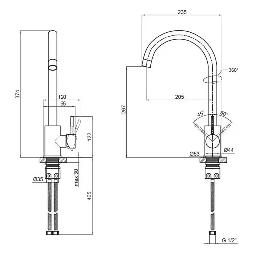 Смеситель для кухни Solone EZA4-D090KS однорычажный из нержавеющей стали Бежевый 30412 - фото 2