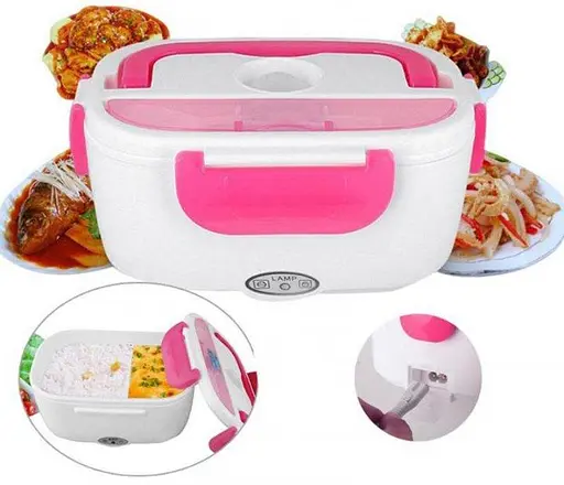 Электрический ланч-бокс контейнер Electronic Lunchbox YS 001 40 W с подогревом термос для еды розовый - фото 2
