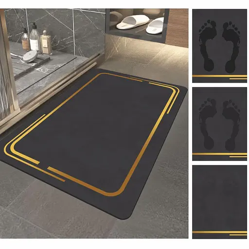 Суперпоглощающий Диатомитовый Коврик Aquarius для ванной 50 х 80 см Графитовый Мрамор - фото 3
