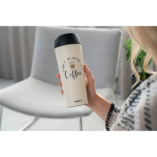 Термокружка Ardest Coffee Time 450 мл нержавеющая сталь бежевый - фото 5