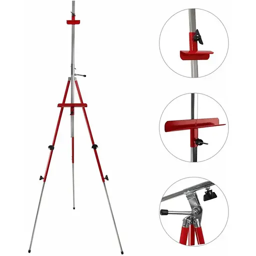 Мольберт-тринога D K ART & CRAFT металева червона (92х92х203см) + сумка з ремінцем(15131) висота полотна до 78см