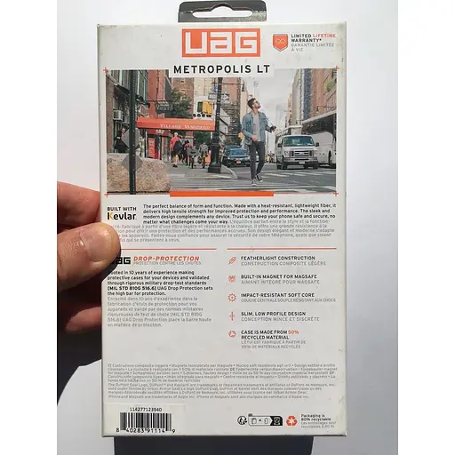 Оригінальний протиударний чохол UAG Metropolis LT MagSafe для iPhone 15 Pro (6.1") Kevlar Black 114277113940 - фото 3