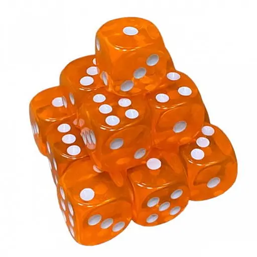 Настольная игра Games 7 Days Кубик D6 прозрачный с точками (оранжевый) , 1 шт. (g7dtransd6dotsorange) - фото 1