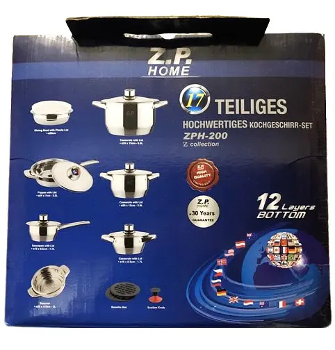 Набор кастрюль с крышками Z.P. Home ZPH-200, 16 предметов - фото 2
