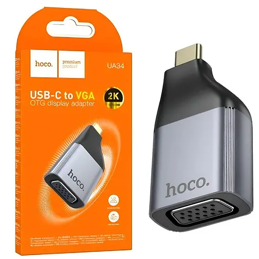 Перехідник Hoco UA34 USB-C/VGA алюміній + ABS-пластик підтримка 2K