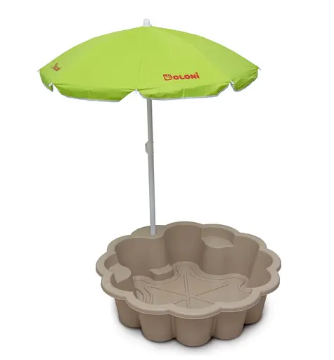 Песочница-бассейн Цветок с зонтиком Фламинго, светло-коричневая, d80 см