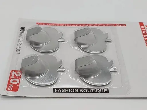 Набір із 4 гачків у формі яблука з неіржавкої сталі для рушників для ванної кухні з липучкою 4x4x2 см 88195 - фото 4