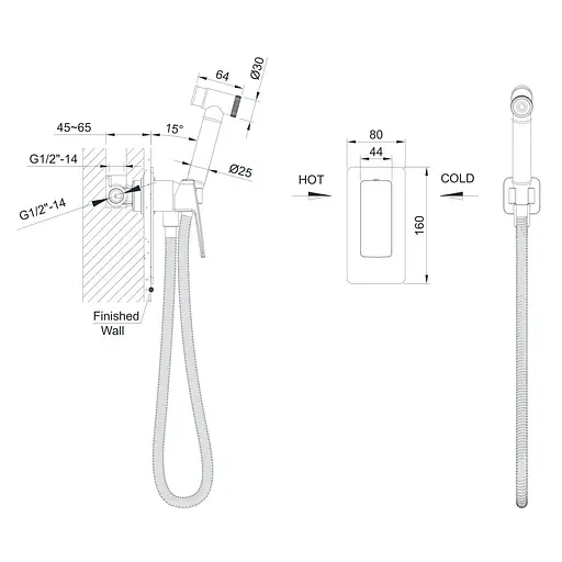 Набір гігієнічного душу прихованого монтажу Imprese Grafiky ZMK061901120, Хром - фото 2