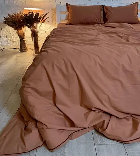 Комплект постільної білизни двоспальний євро 200х220 см варена бавовна White Dream Теракот (2008) - фото 10