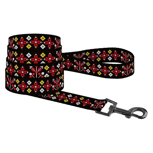 Поводок для собак Баркси Urban патриотический Вышиванка черная