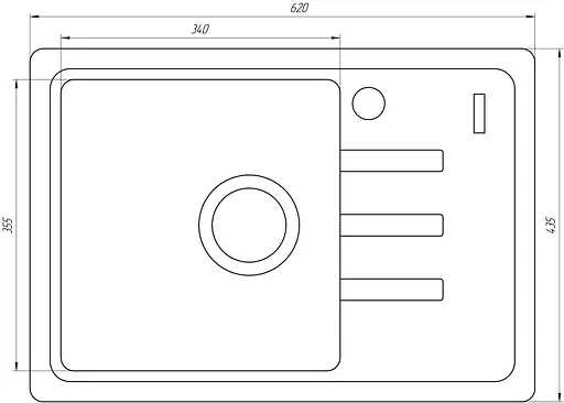 Кухонная мойка гранитная Globus Lux Mono слоновая кость 620х435мм, Бежевый - фото 3