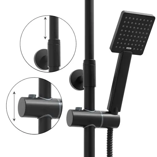 Душова система Yoka Flova 25 black з термостатом BP.FLOVA THERM 25 BLK, Чорний матовий - фото 6