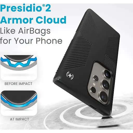 Оригинальный противоударный чехол для Samsung Galaxy S24 Ultra Speck Presidio2 Grip Black 150619-3205 - фото 7