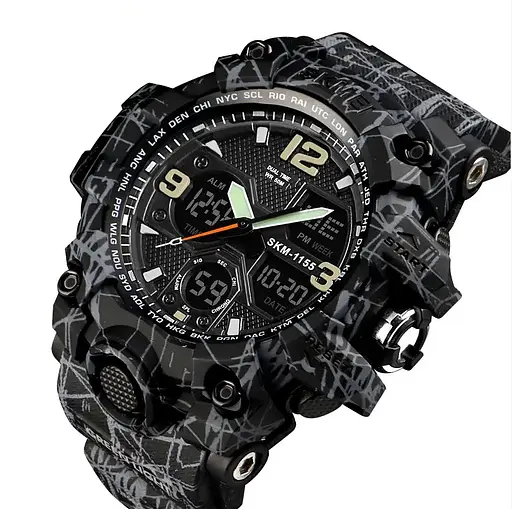 Чоловічий годинник Skmei Hmlet 1155 Чорний з сірим - фото 2