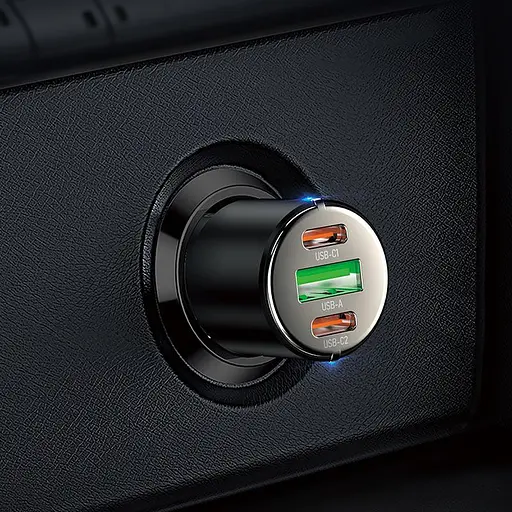 Автомобільний зарядний пристрій Hoco NZ6 PD45W 3-port ( 2C1A ) car charger Чорний - фото 3