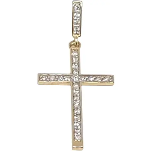 Золотий хрестик ЮЗ "Багет" з діамантами. 3411